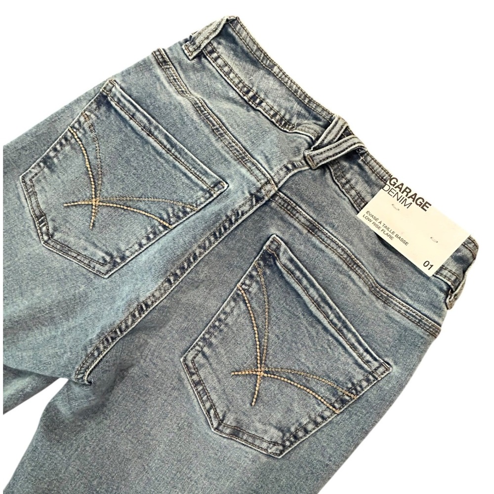 Garage Denim Shelly Blue Low Rise Flare Jeans Light Wash Retro Y2K